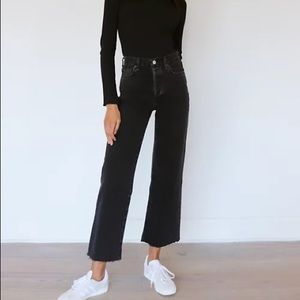 Denim Forum  Farrah High Rise Wide Leg 28L Size 25 Black